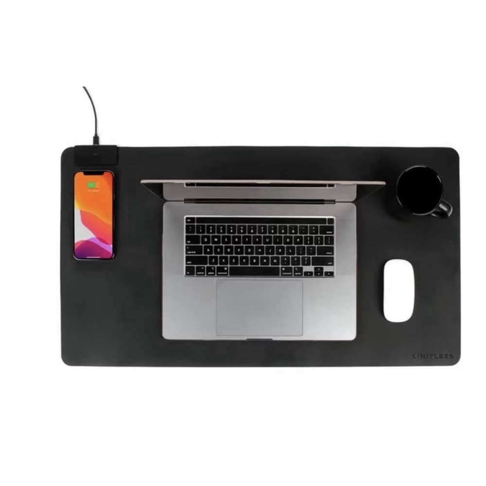 Limitless DeskPad Pro 2-in-1 Waterproof 10W Wireless Charging Mouse Pad, BLACK